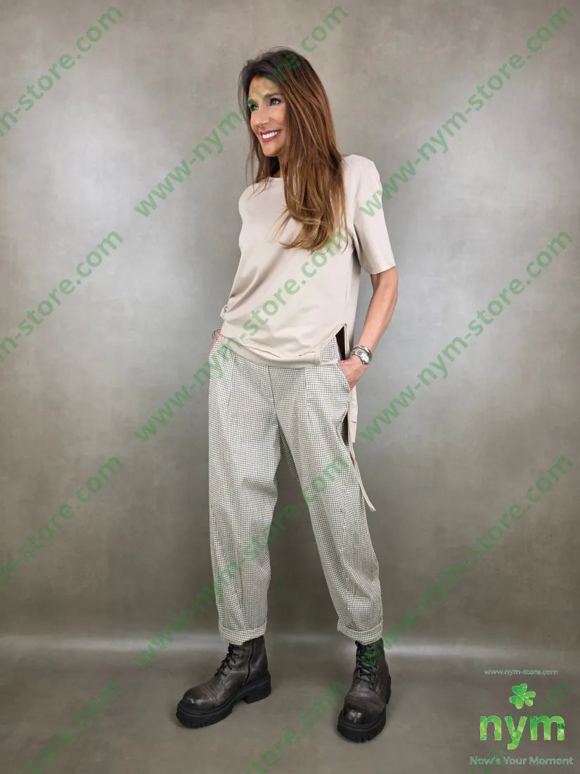 panta tessuto vichy cotone imbuto 100co PANTALONE