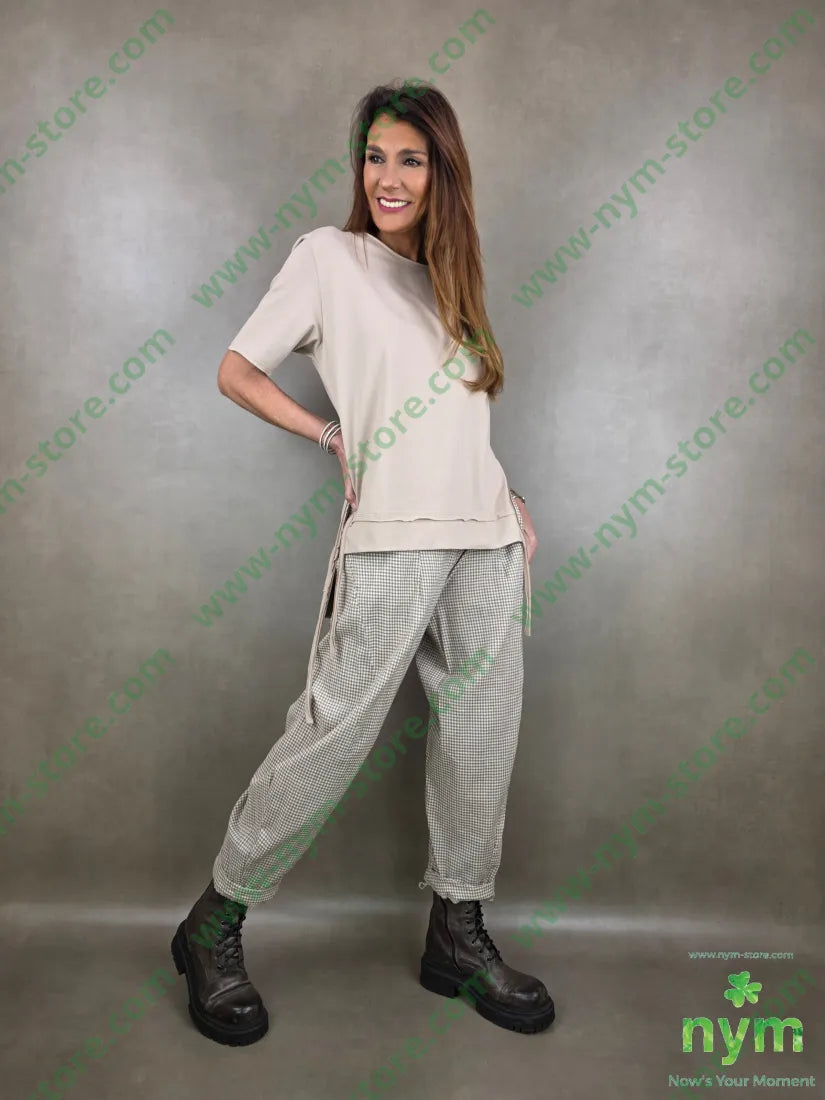 panta tessuto vichy cotone imbuto 100co PANTALONE