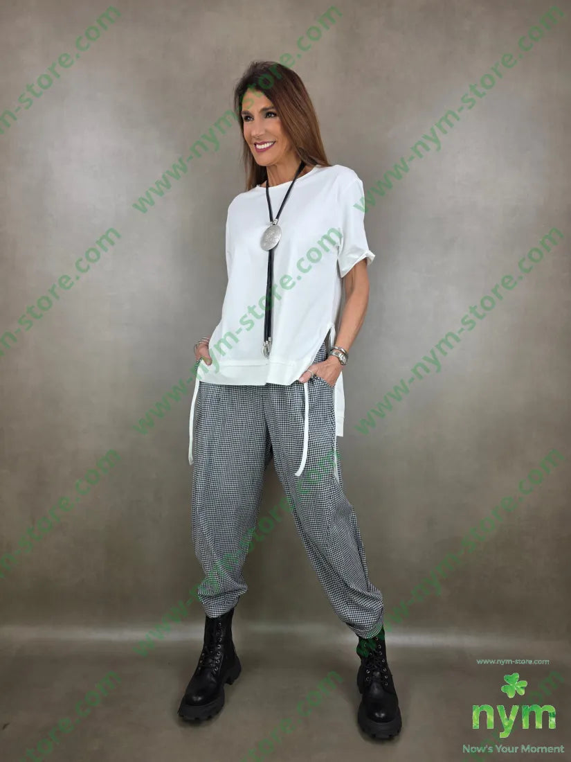 panta tessuto vichy cotone imbuto 100co PANTALONE