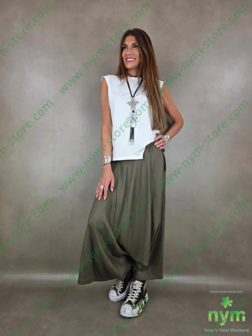 pantagonna a ruota con fiocco 100ly - U / MILITARE / PE26 - PANTALONE
