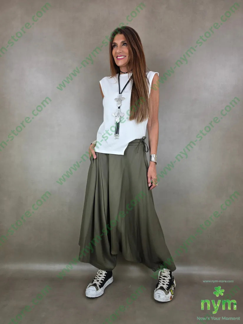 pantagonna a ruota con fiocco 100ly - U / MILITARE / PE26 - PANTALONE