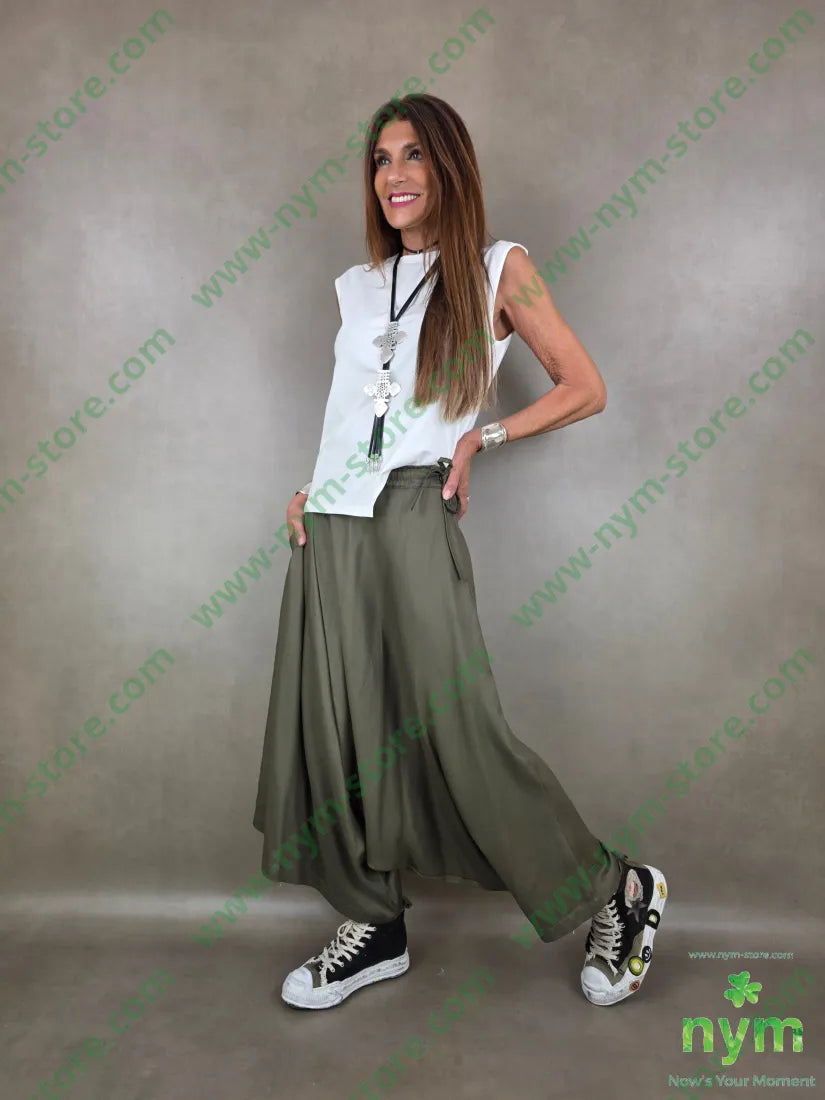 pantagonna a ruota con fiocco 100ly - U / MILITARE / PE26 - PANTALONE