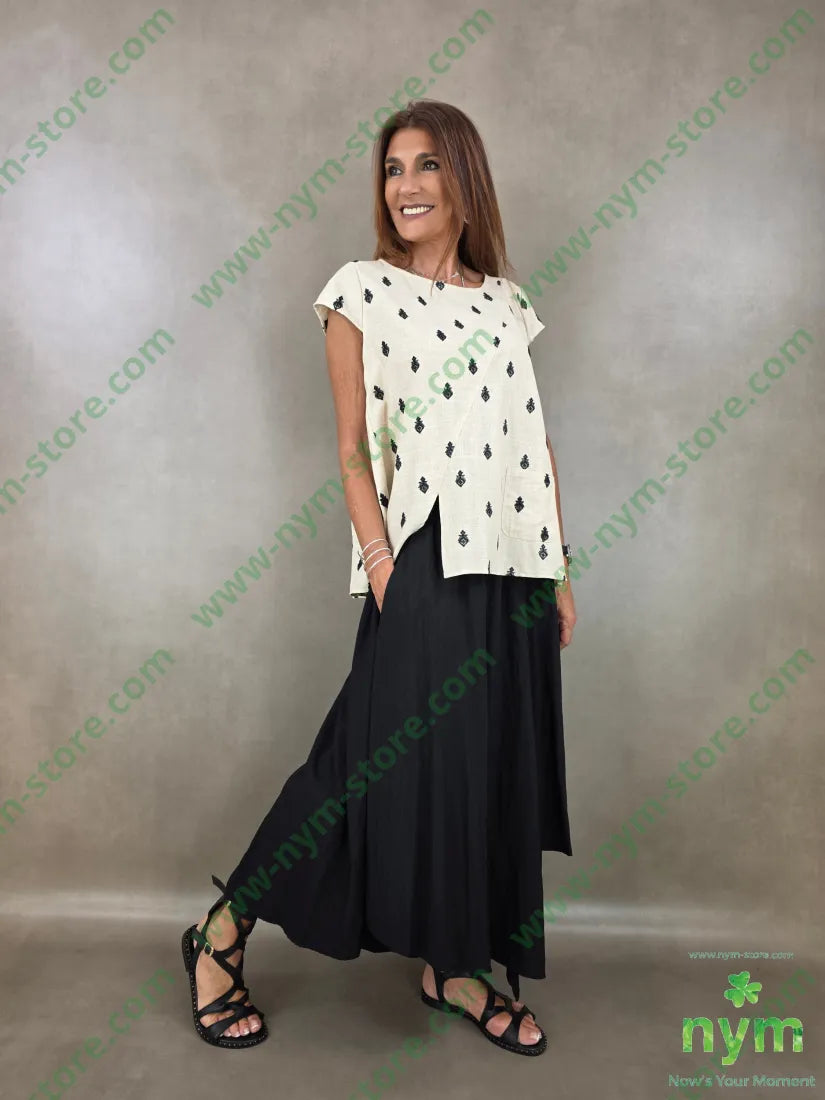 pantagonna a ruota tessuto grinza 75vi25ny - PANTALONE