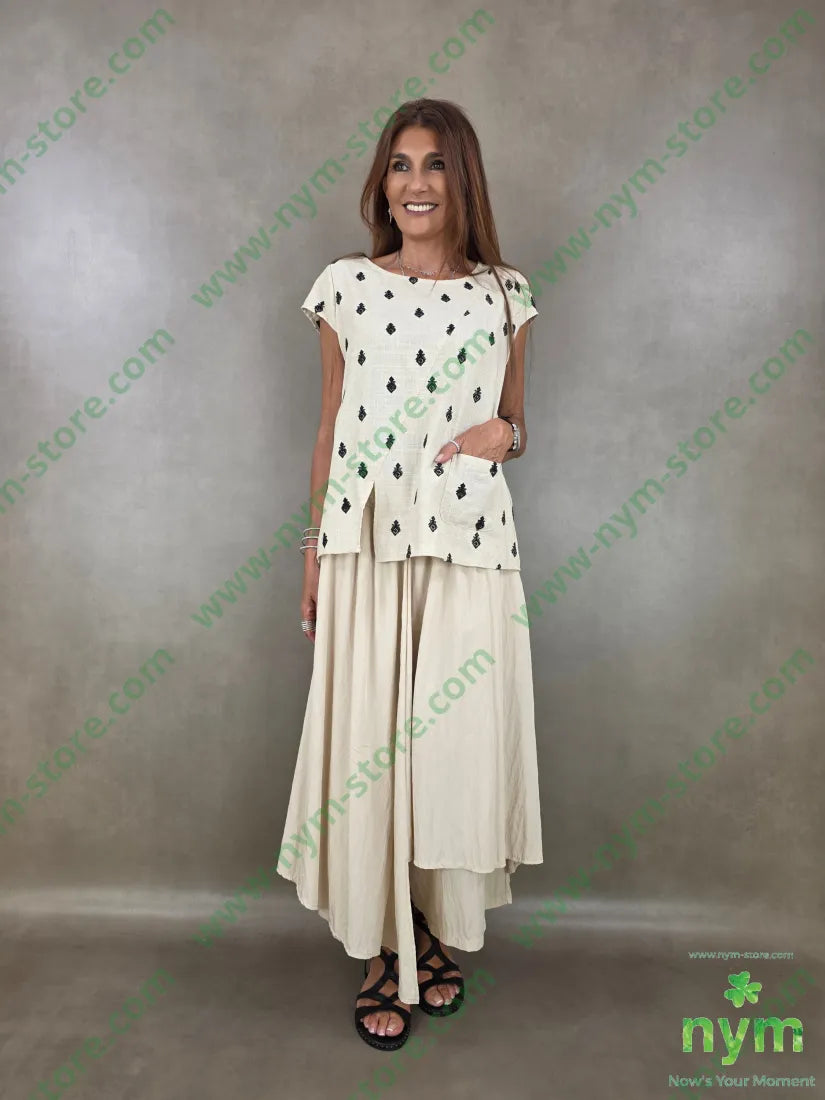 pantagonna a ruota tessuto grinza 75vi25ny - PANTALONE