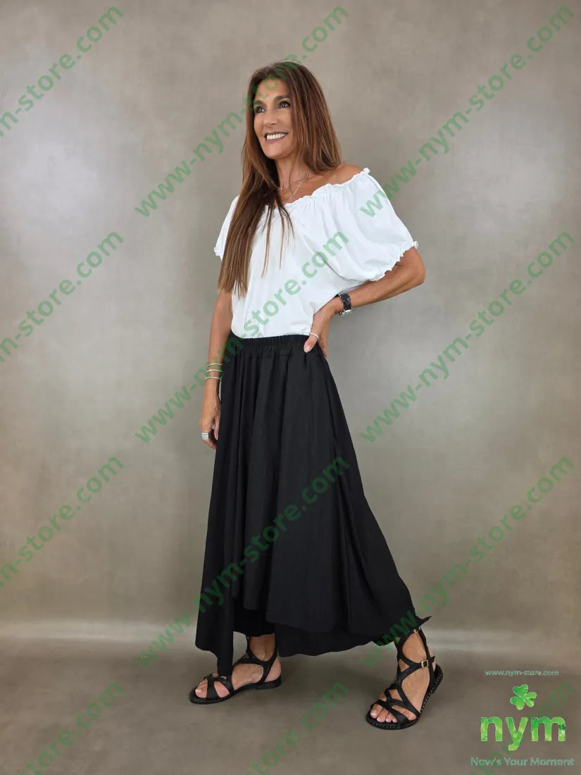 pantagonna a ruota tessuto grinza 75vi25ny - PANTALONE