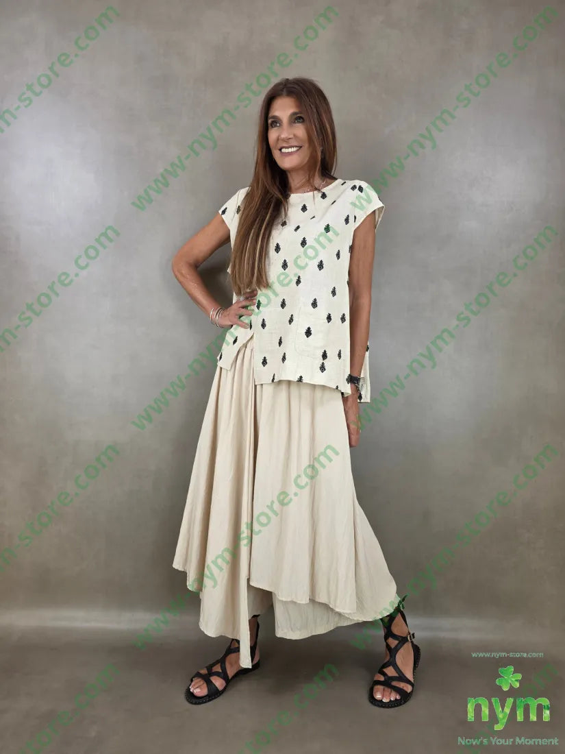 pantagonna a ruota tessuto grinza 75vi25ny - PANTALONE