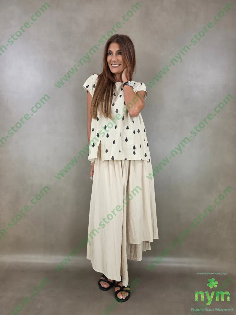 pantagonna a ruota tessuto grinza 75vi25ny - PANTALONE