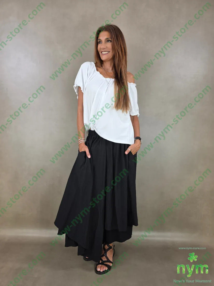 pantagonna a ruota tessuto grinza 75vi25ny - PANTALONE