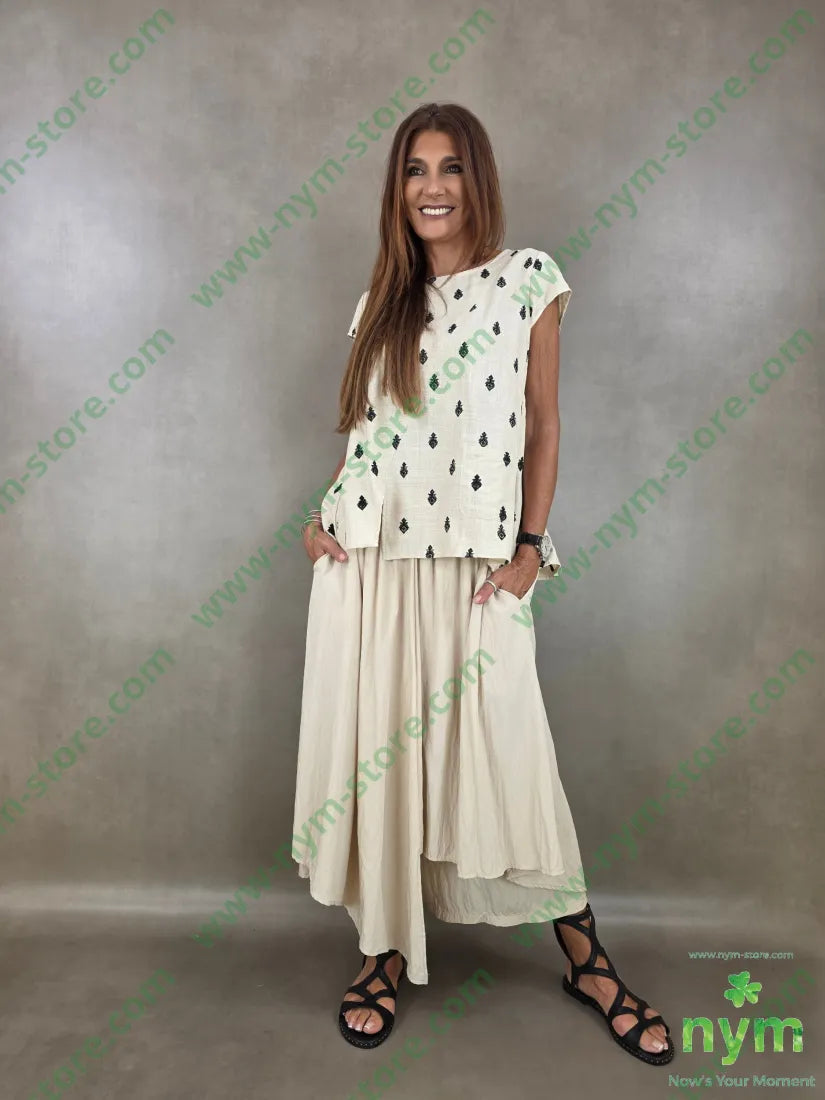 pantagonna a ruota tessuto grinza 75vi25ny - PANTALONE