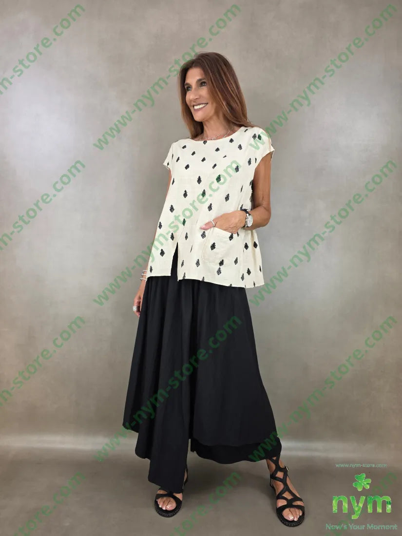 pantagonna a ruota tessuto grinza 75vi25ny - PANTALONE