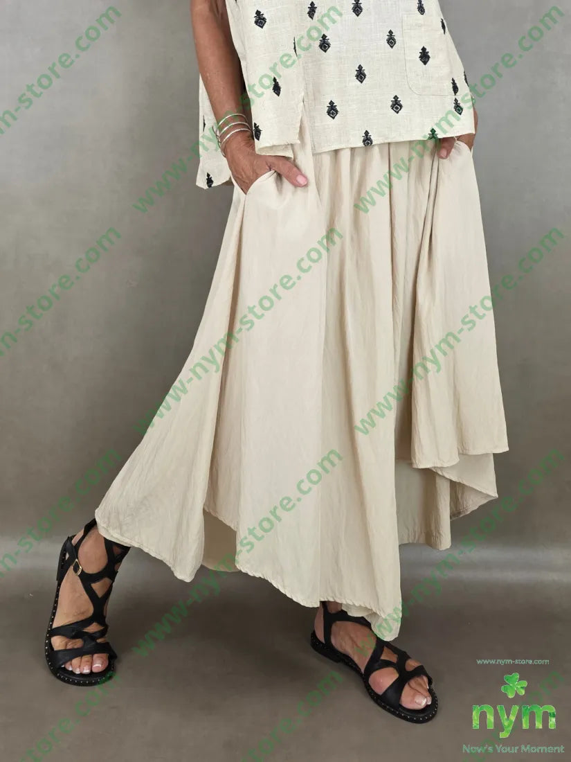 pantagonna a ruota tessuto grinza 75vi25ny - U / SABBIA / PE26 - PANTALONE