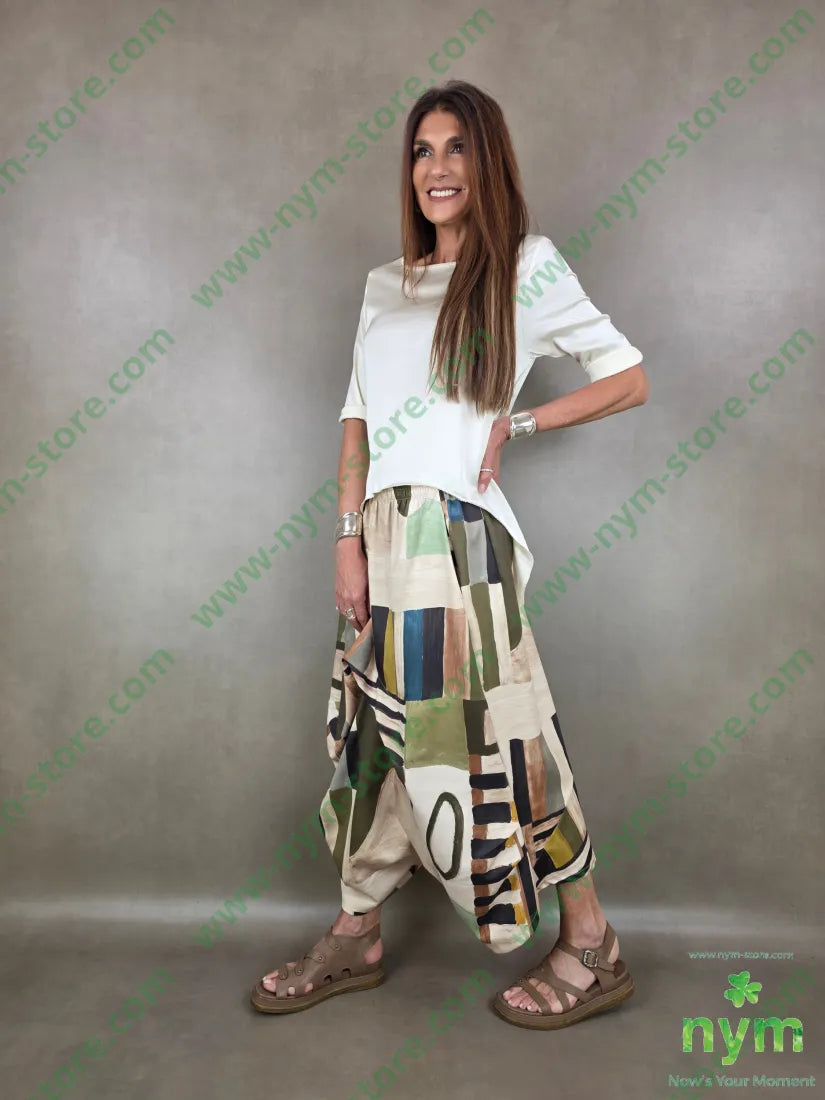 pantagonna fantasia astratta 55vi40pl5ea - U / VERDE / PE26 - PANTALONE