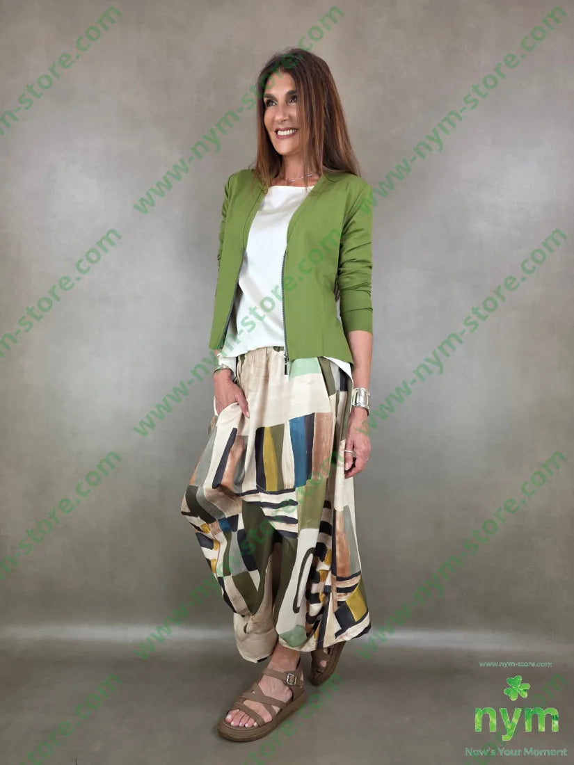 pantagonna fantasia astratta 55vi40pl5ea - U / VERDE / PE26 - PANTALONE