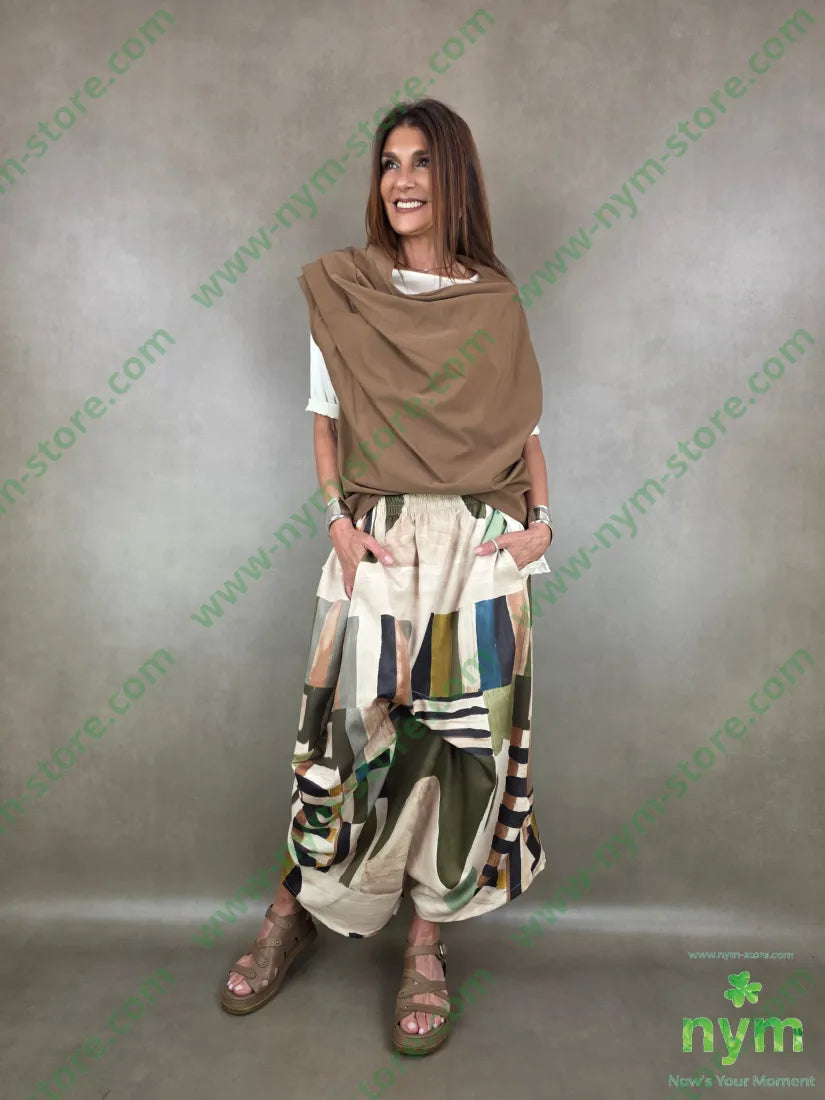 pantagonna fantasia astratta 55vi40pl5ea - U / VERDE / PE26 - PANTALONE