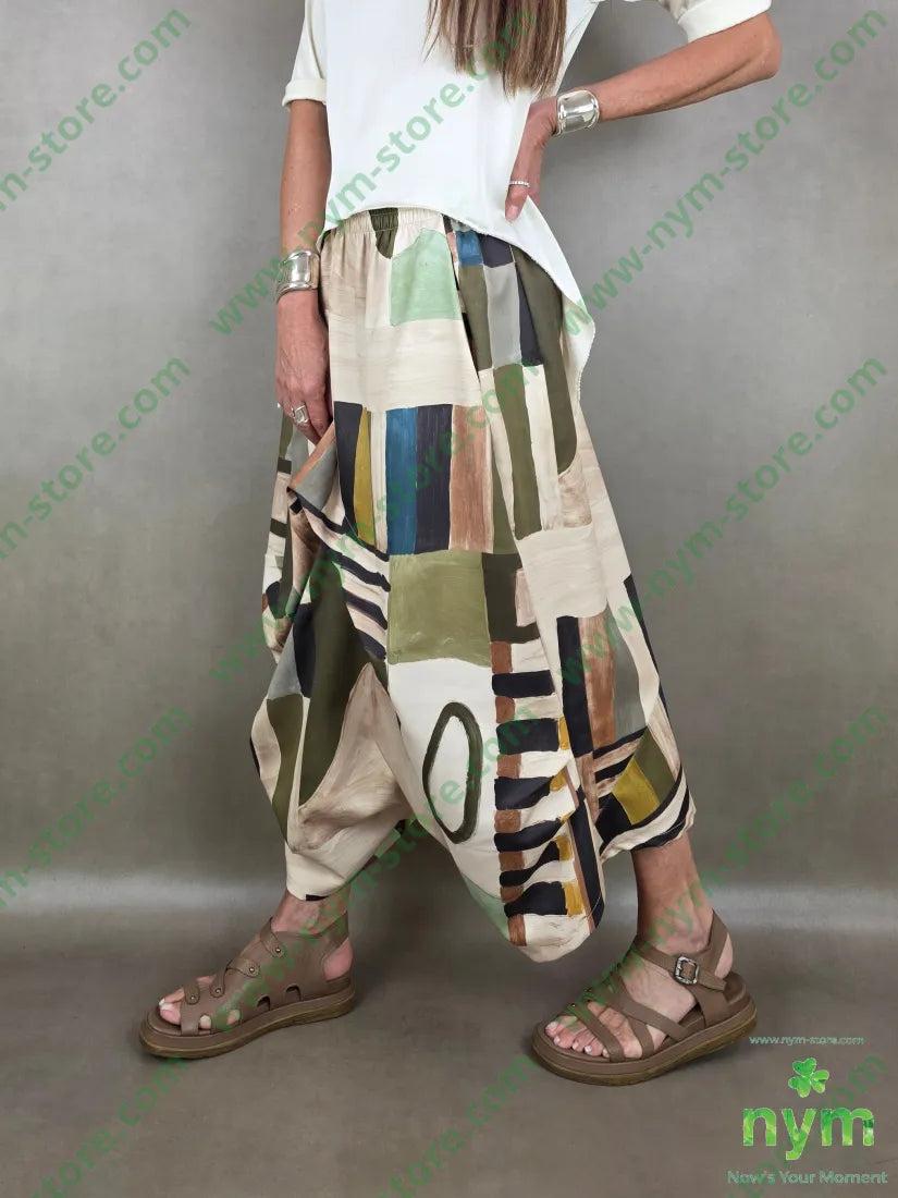 pantagonna fantasia astratta 55vi40pl5ea - U / VERDE / PE26 - PANTALONE