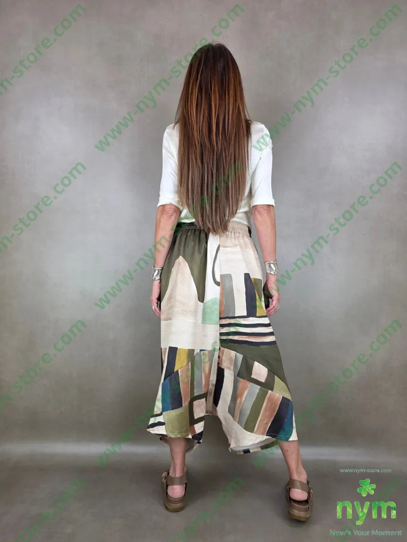pantagonna fantasia astratta 55vi40pl5ea - U / VERDE / PE26 - PANTALONE