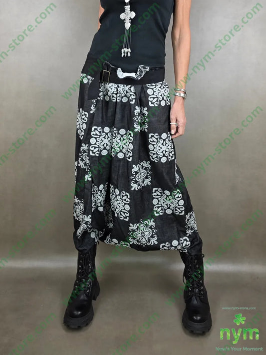 pantagonna fibbia fantasia tessuto fiammato 100co U / NERO / PE26 PANTALONE