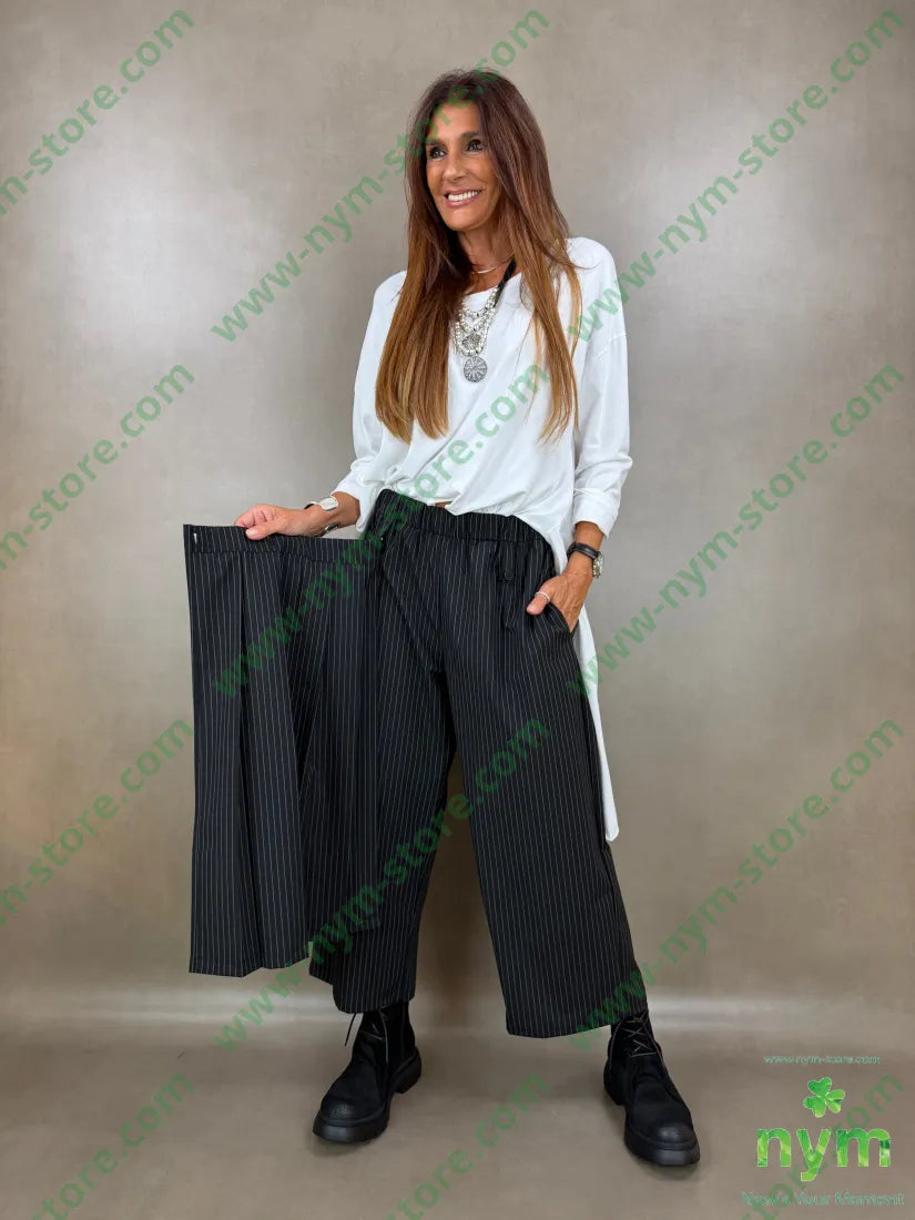 pantagonna gessata pannello pieghe 64pl33vi3ea - U / NERO / AI26 - PANTALONE
