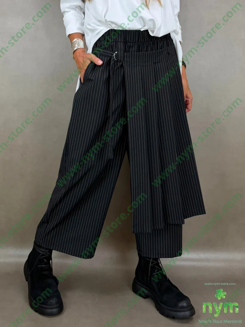 pantagonna gessata pannello pieghe 64pl33vi3ea - U / NERO / AI26 - PANTALONE