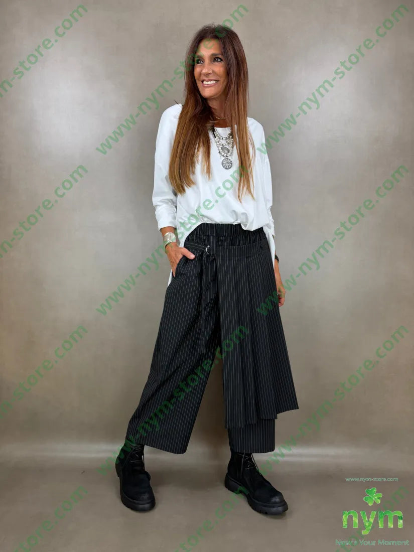 pantagonna gessata pannello pieghe 64pl33vi3ea - U / NERO / AI26 - PANTALONE