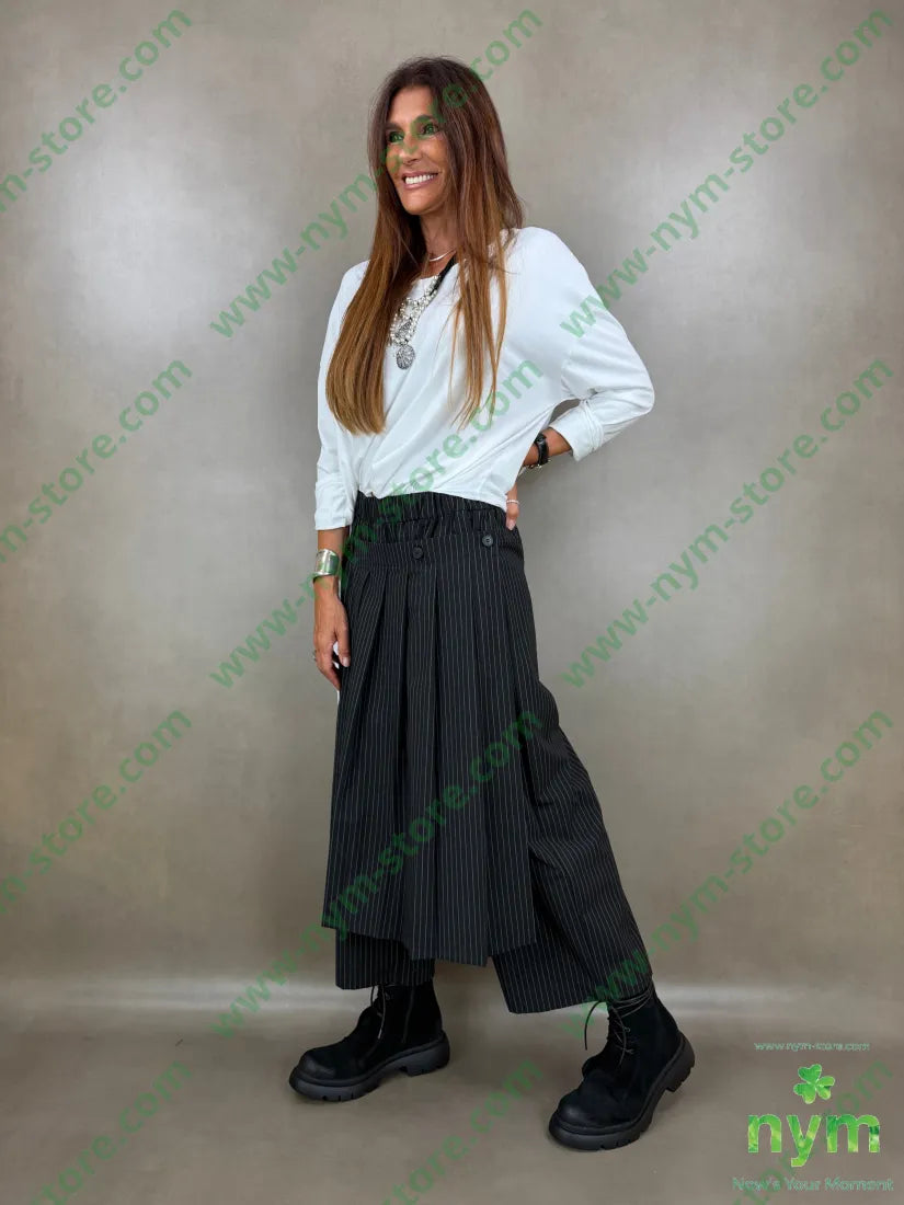 pantagonna gessata pannello pieghe 64pl33vi3ea - U / NERO / AI26 - PANTALONE