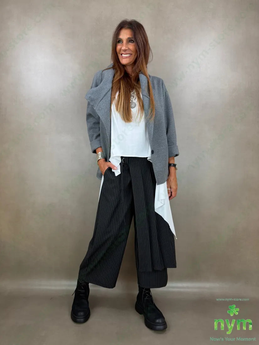 pantagonna gessata pannello pieghe 64pl33vi3ea - U / NERO / AI26 - PANTALONE