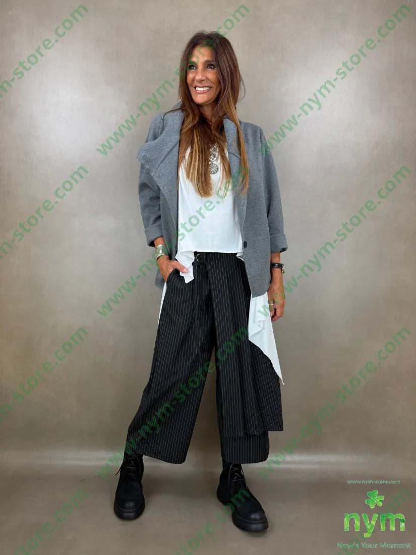 pantagonna gessata pannello pieghe 64pl33vi3ea - U / NERO / AI26 - PANTALONE