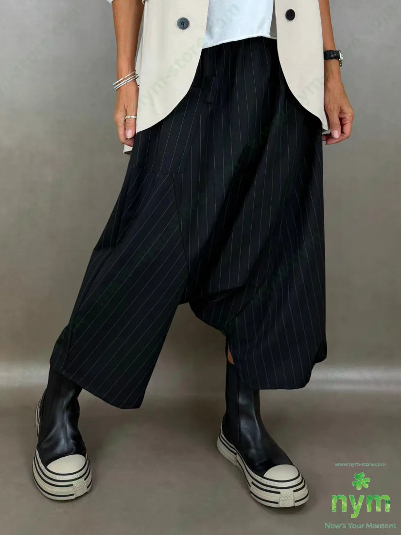 pantagonna gessato wide 64pl33vi5ea - U / NERO / AI26 - PANTALONE