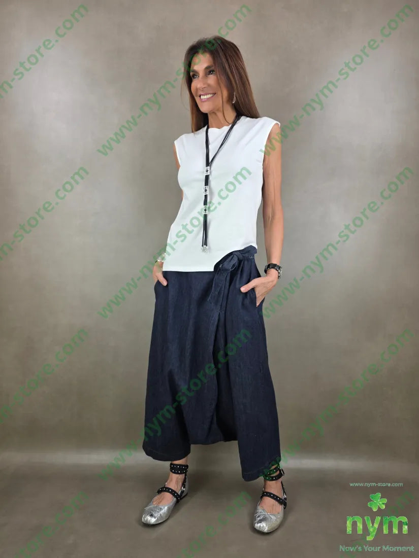 pantagonna in denim scuro 67co18li15vi - PANTALONE