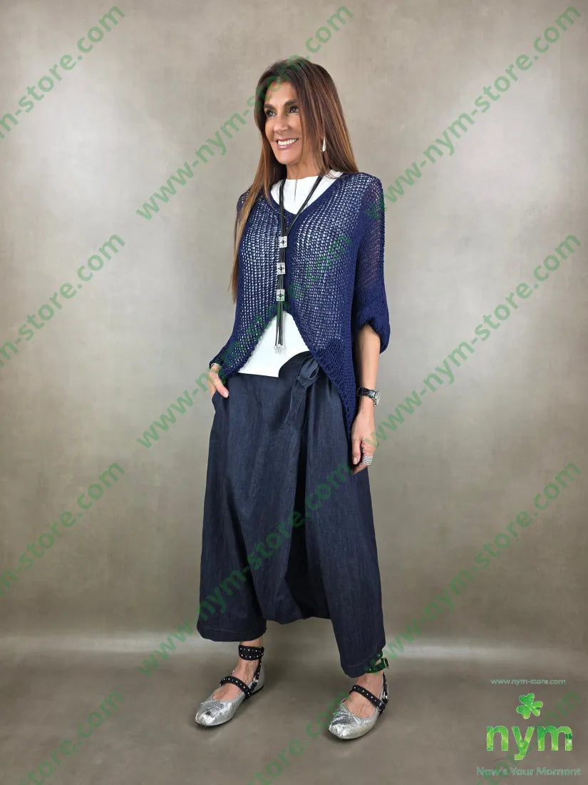 pantagonna in denim scuro 67co18li15vi - PANTALONE