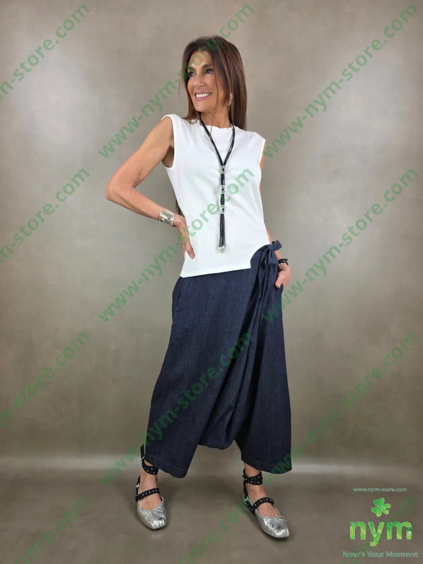 pantagonna in denim scuro 67co18li15vi - PANTALONE