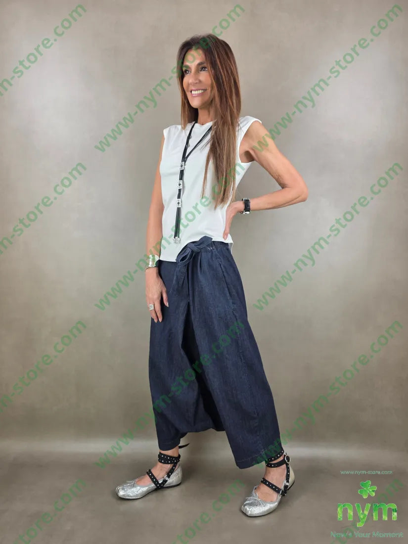 pantagonna in denim scuro 67co18li15vi - PANTALONE