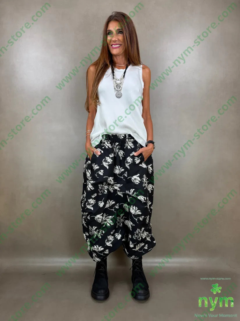 pantagonna jacquard tulipani 74co26pl - U / NERO / AI26 - PANTALONE