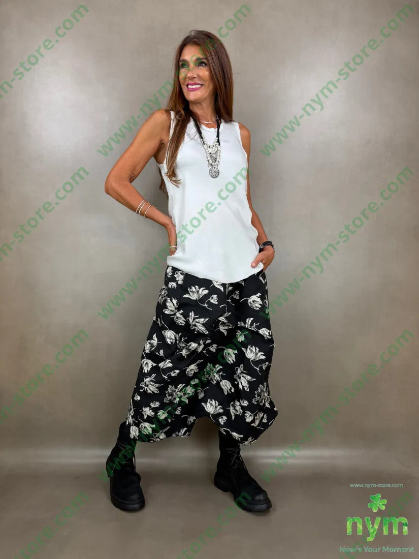 pantagonna jacquard tulipani 74co26pl - U / NERO / AI26 - PANTALONE