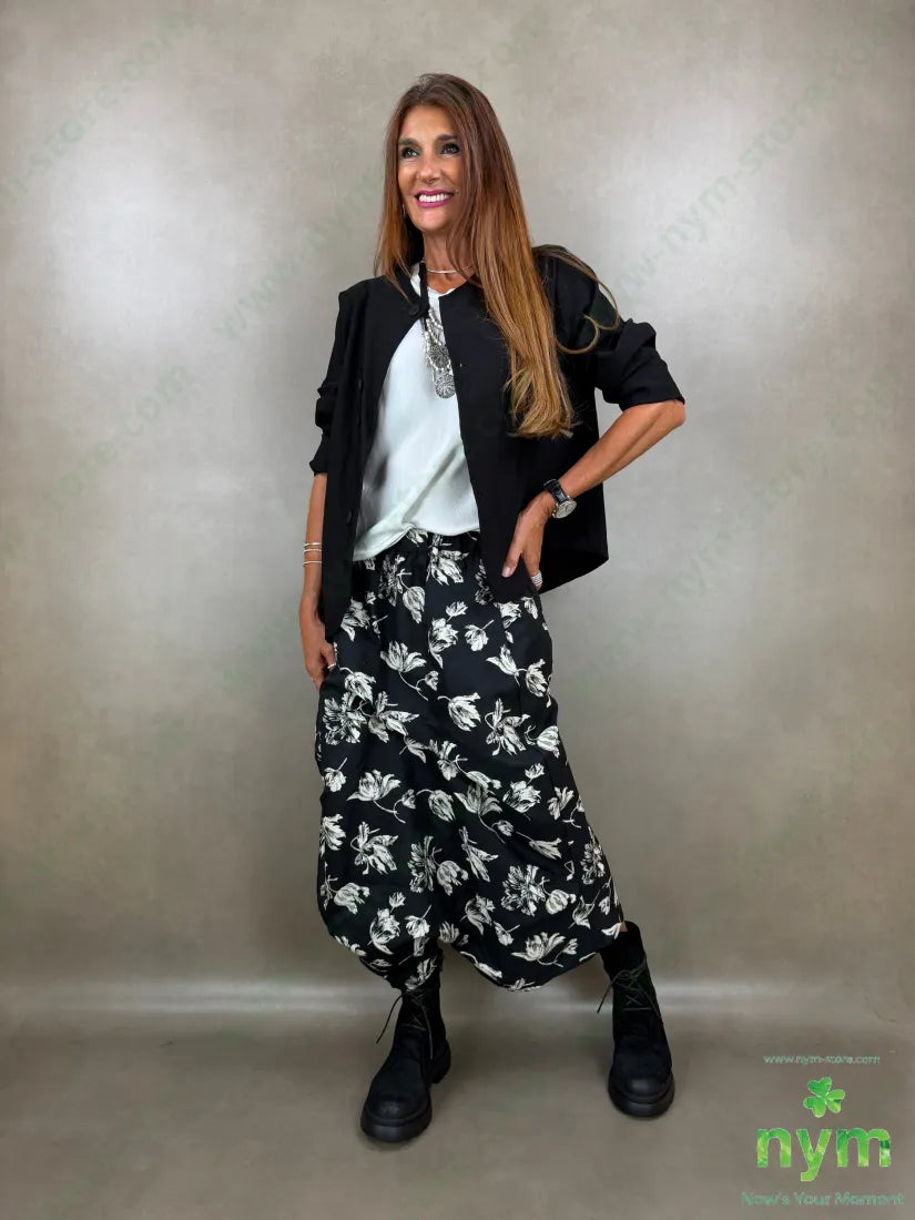 pantagonna jacquard tulipani 74co26pl - U / NERO / AI26 - PANTALONE