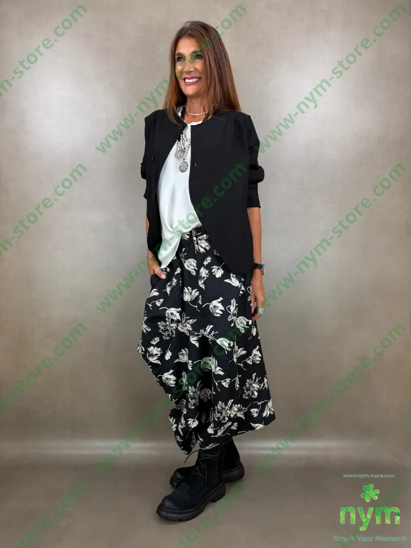 pantagonna jacquard tulipani 74co26pl - U / NERO / AI26 - PANTALONE