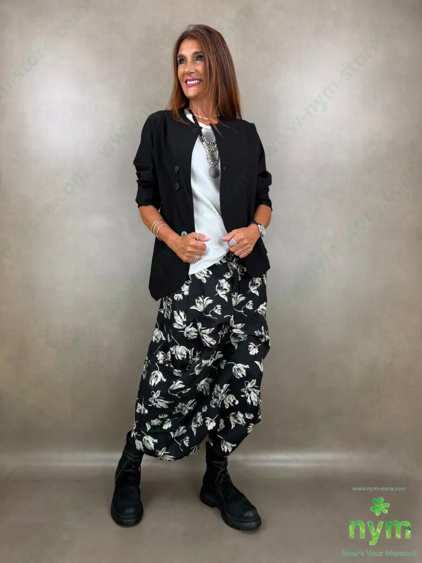 pantagonna jacquard tulipani 74co26pl - U / NERO / AI26 - PANTALONE