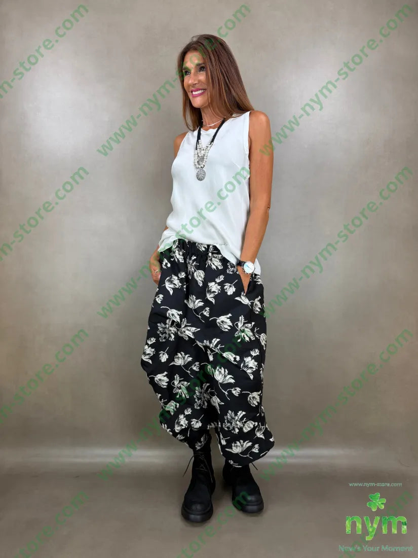 pantagonna jacquard tulipani 74co26pl - U / NERO / AI26 - PANTALONE
