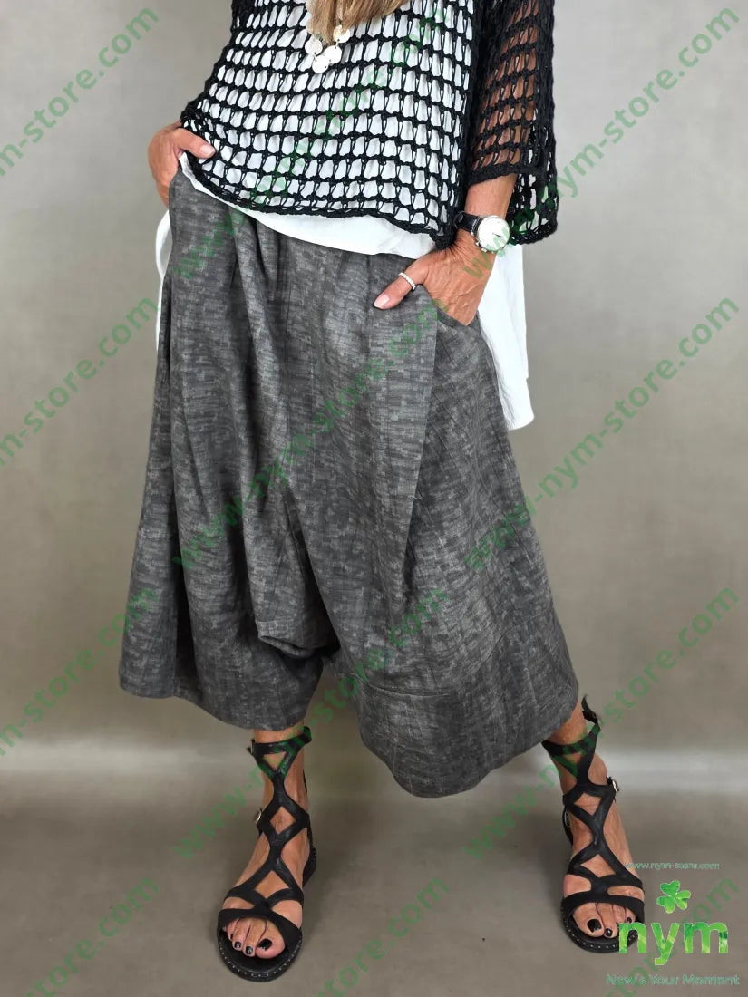pantagonna misto lino fantasia astratta 75co21li4vi - U / GRIGIO C. / PE26 - PANTALONE