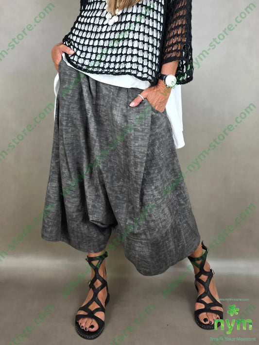 pantagonna misto lino fantasia astratta 75co21li4vi - U / GRIGIO C. / PE26 - PANTALONE