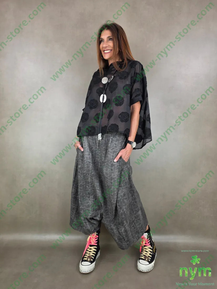 pantagonna misto lino fantasia astratta 75co21li4vi - U / GRIGIO C. / PE26 - PANTALONE