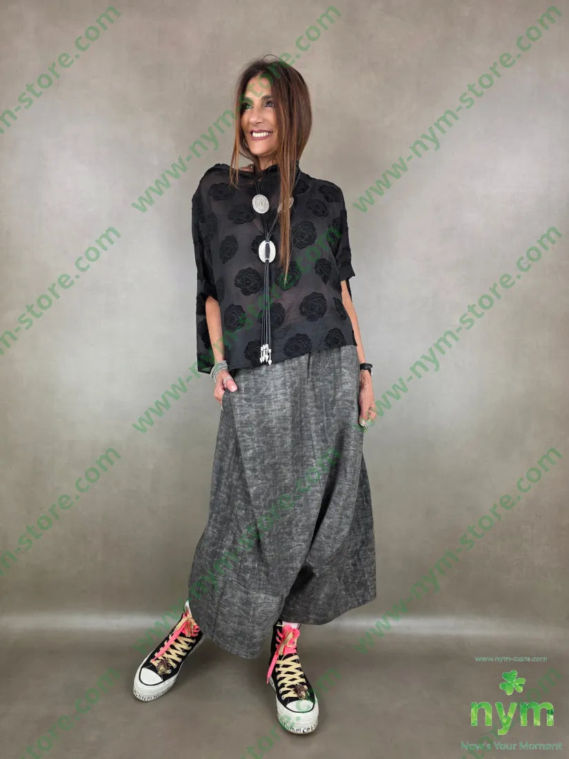 pantagonna misto lino fantasia astratta 75co21li4vi - U / GRIGIO C. / PE26 - PANTALONE