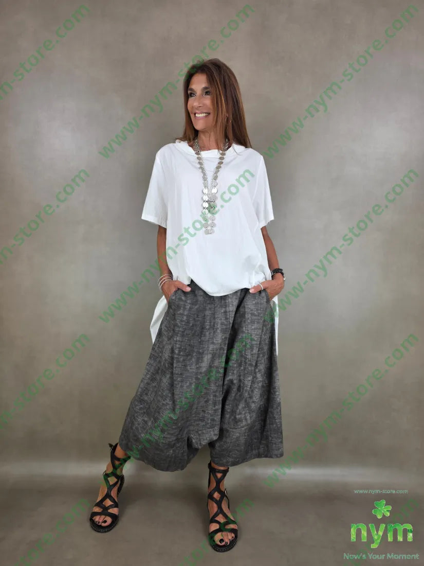 pantagonna misto lino fantasia astratta 75co21li4vi - U / GRIGIO C. / PE26 - PANTALONE