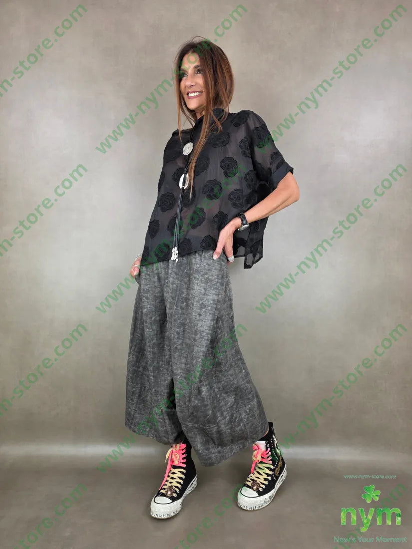 pantagonna misto lino fantasia astratta 75co21li4vi - U / GRIGIO C. / PE26 - PANTALONE
