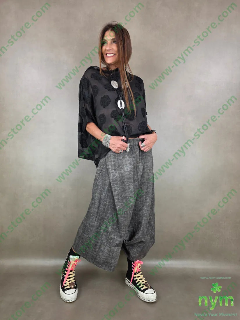 pantagonna misto lino fantasia astratta 75co21li4vi - U / GRIGIO C. / PE26 - PANTALONE