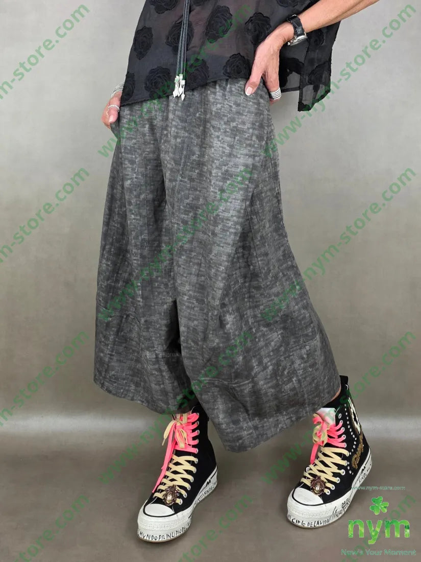 pantagonna misto lino fantasia astratta 75co21li4vi - U / GRIGIO C. / PE26 - PANTALONE