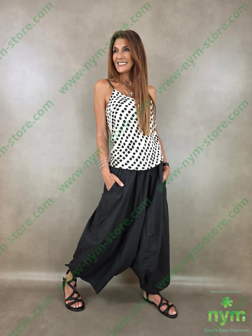 pantagonna puro cotone stropicciato 100co - U / NERO / PE26 - PANTALONE