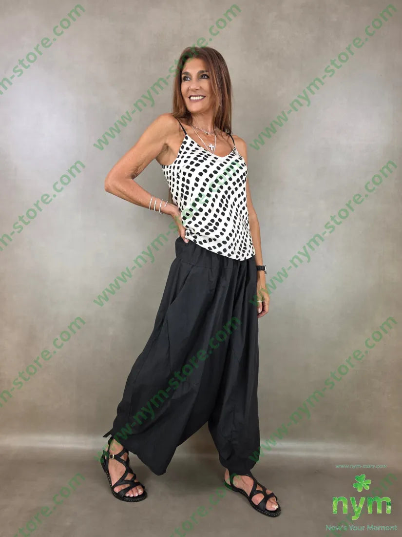 pantagonna puro cotone stropicciato 100co - U / NERO / PE26 - PANTALONE