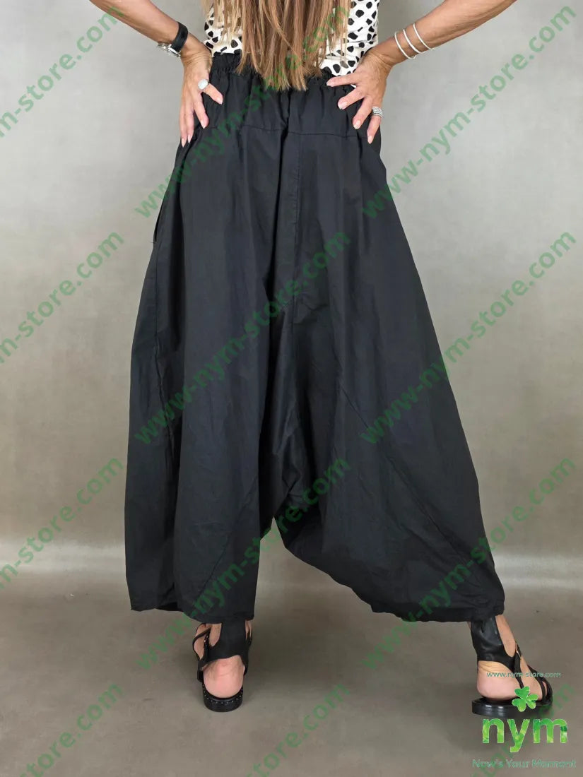 pantagonna puro cotone stropicciato 100co - U / NERO / PE26 - PANTALONE