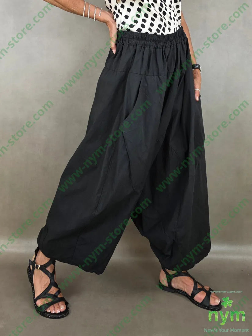 pantagonna puro cotone stropicciato 100co - U / NERO / PE26 - PANTALONE